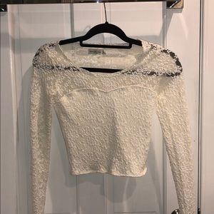White lace crop top